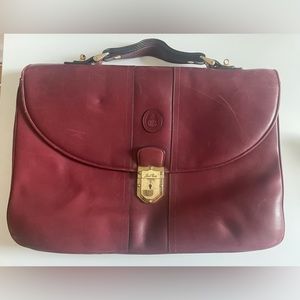 Mark Cross Vintage Burgundy Color Leather Top Handle Flap Bag